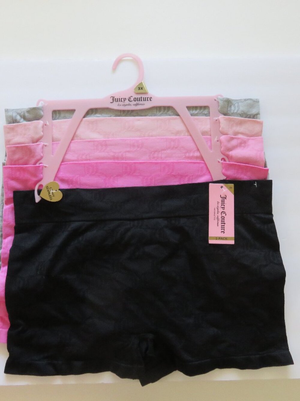 (#145) Juicy Couture Intimates 5- Pack Logo Boyshort Panties Size 3X